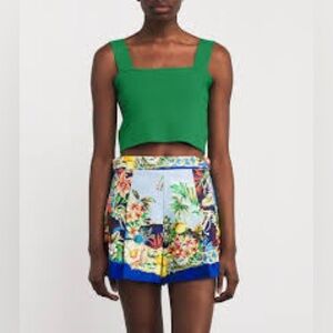 Green Square Neck Tank Top S